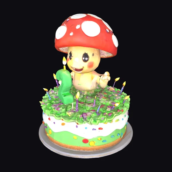 Cartoon Mushroom Cake Topper