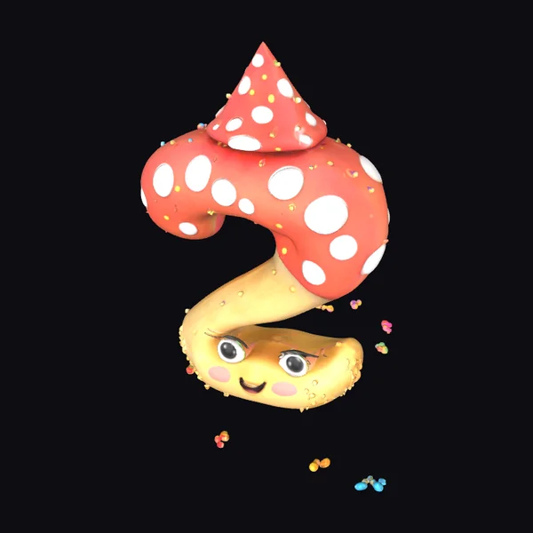 Cartoon Number Two Mushroom