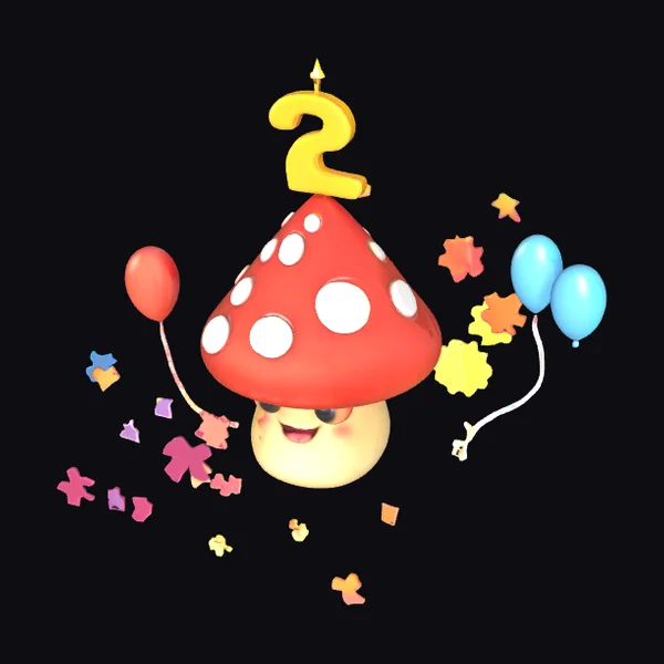 Cartoon Mushroom Birthday Fun