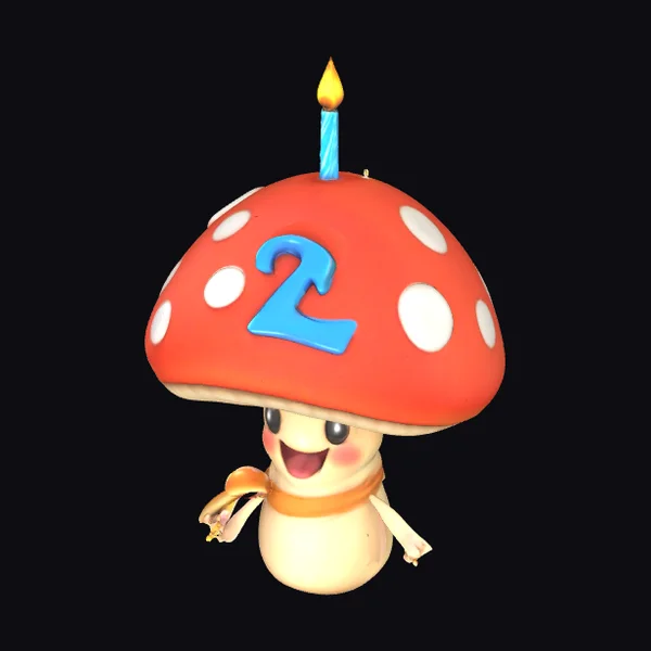 Cartoon Mushroom Birthday Character
