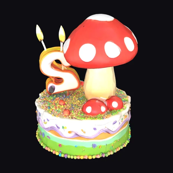 Cartoon Mushroom Cake Topper
