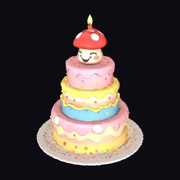 Cartoon Birthday Cake Tower