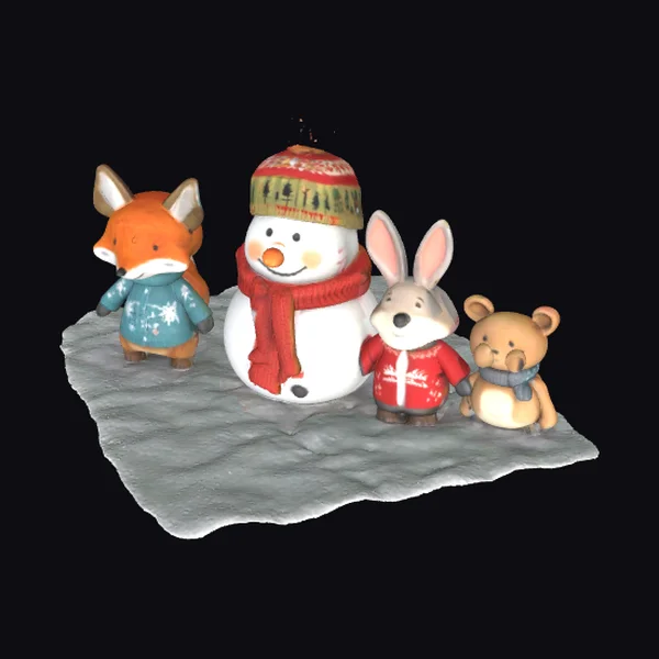 Snowman with Woodland Friends