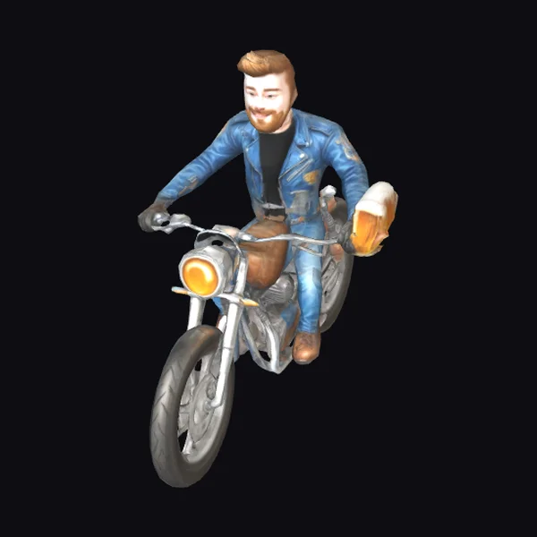 Biker with Beer Mug