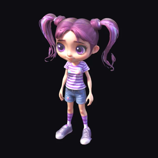 Cartoon Girl Purple Hair
