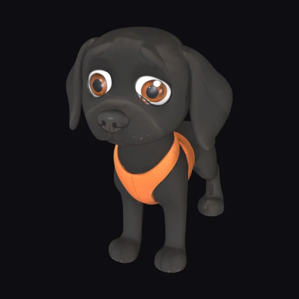 Black Puppy with Harness