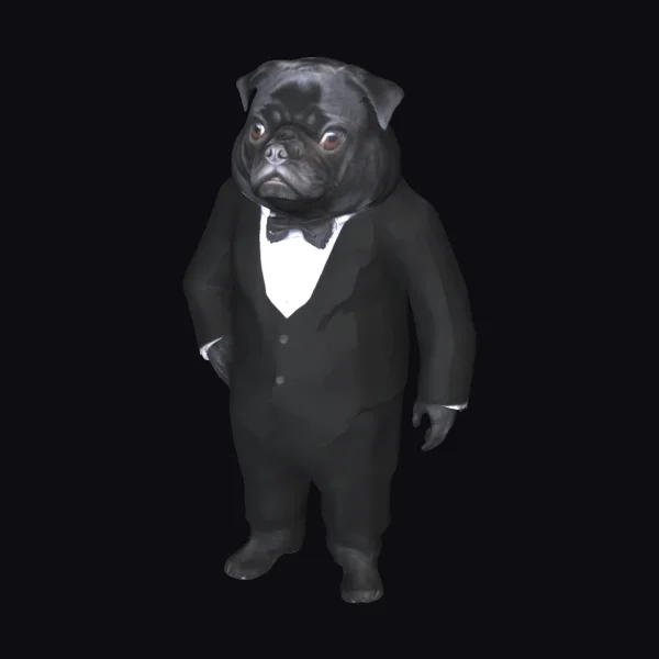 Anthropomorphic Black Pug Tuxedo