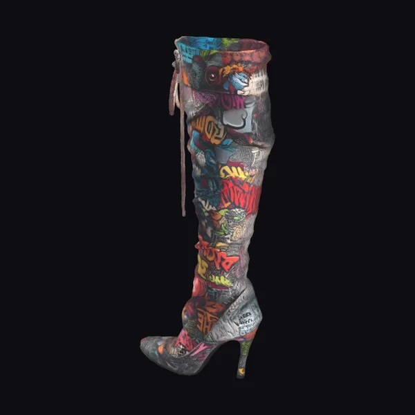 Graffiti Knee High Boot