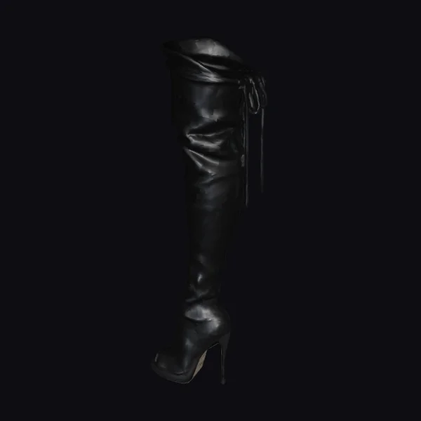 Black Leather Stiletto Boot