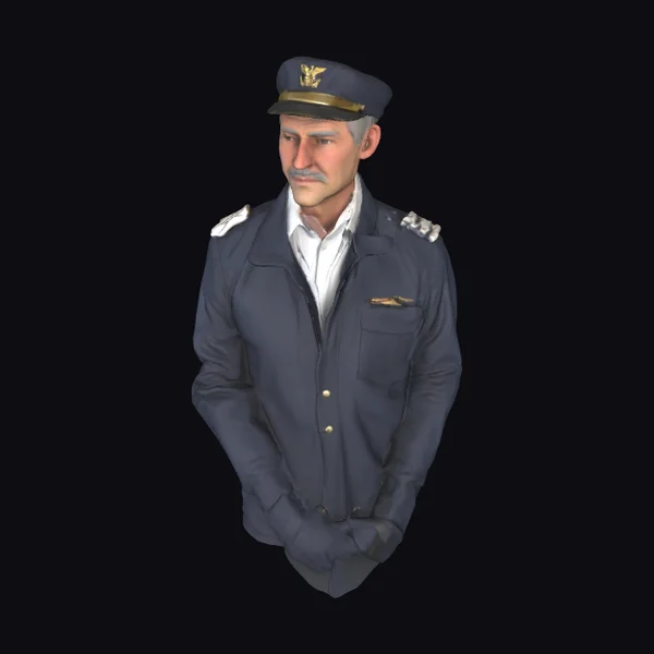 Aged Pilot Uniform Man