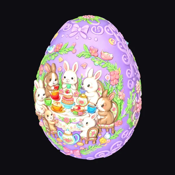 Bunnies on Purple Easter Egg