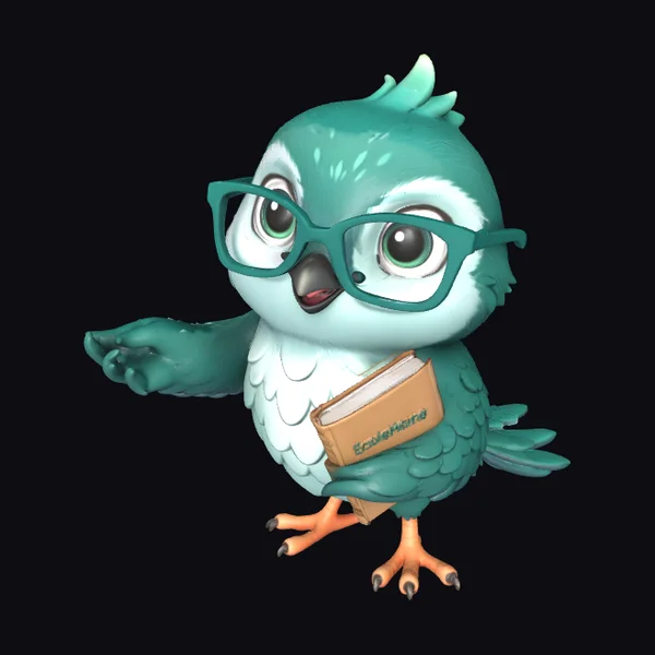 Teal Owl with Glasses