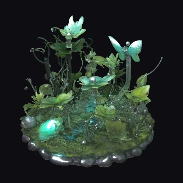 Alien Floral Diorama Scene