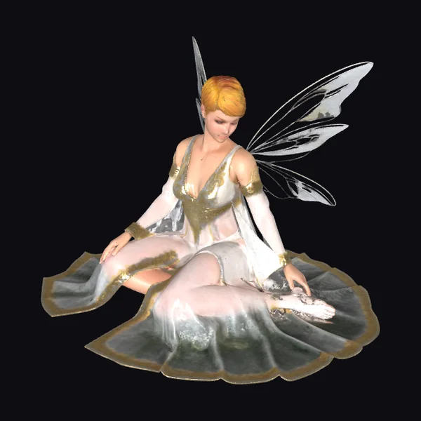 Winged Female Warrior Sitting