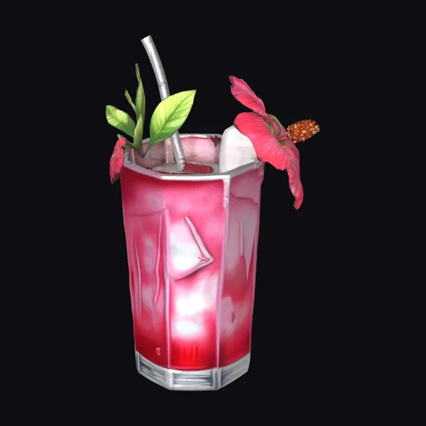 Pink Cocktail with Flowers