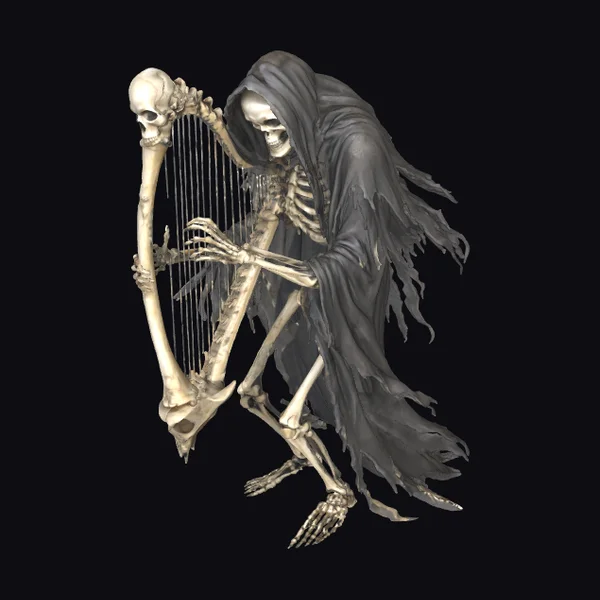 Skeleton Playing Harp