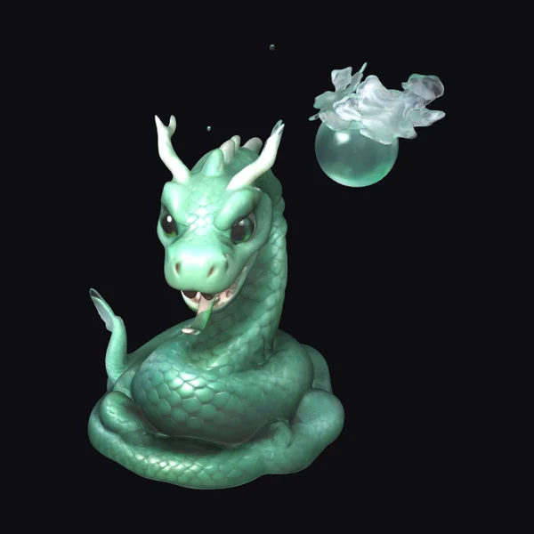 Coiled Jade Dragon Figurine