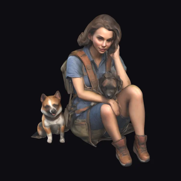 Woman with Two Dogs