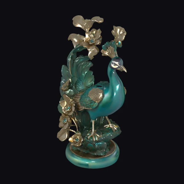 Emerald Peacock Statue