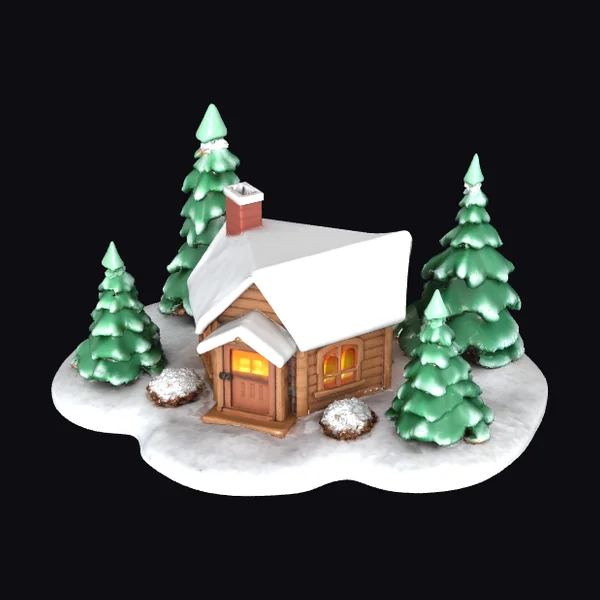 Cozy Snowy Cabin Diorama