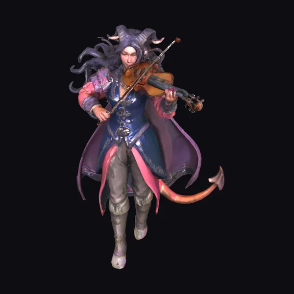 Red Skinned Tiefling Bard