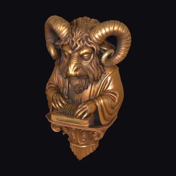 Golden Ram Bust Sculpture
