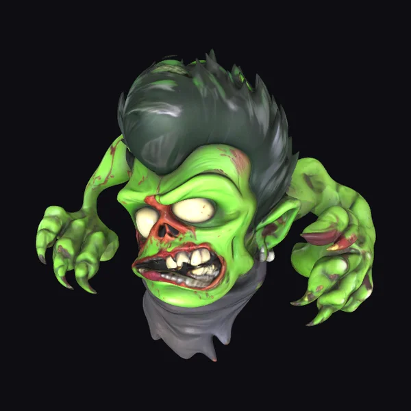 Zombie Rockabilly Head