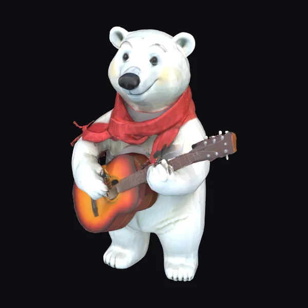 Standing Polar Bear Guitarist