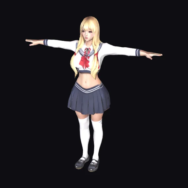 Blonde Anime Schoolgirl Pose