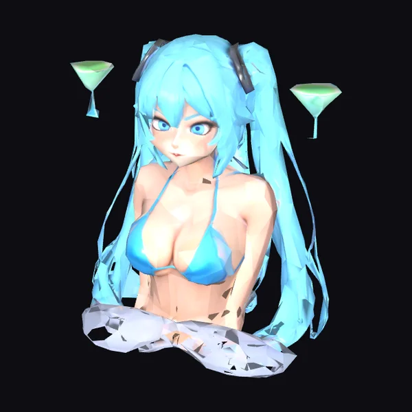 Cyan Anime Girl Bikini