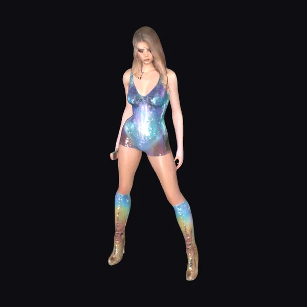 Woman in Sequined Outfit