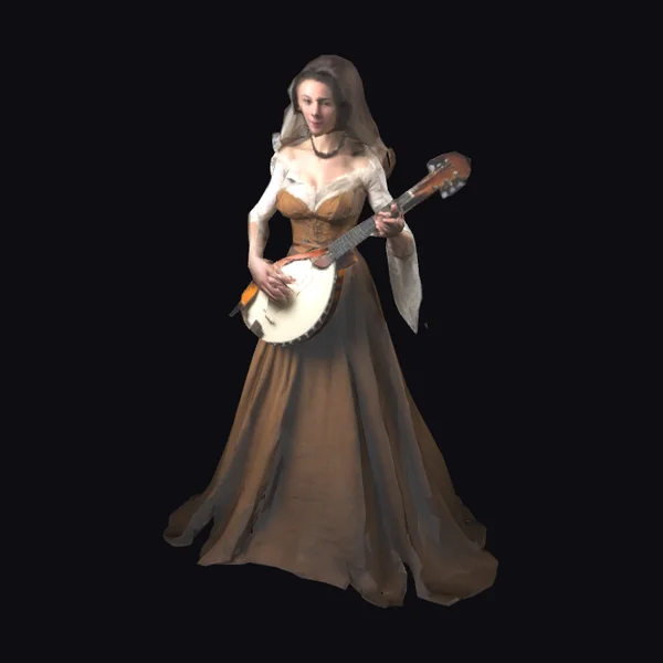 Woman with Mandolin Instrument