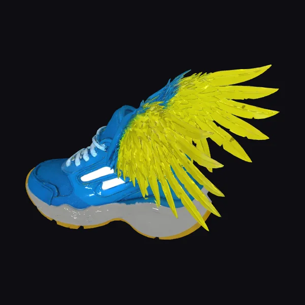 Winged Blue Racing Shoe