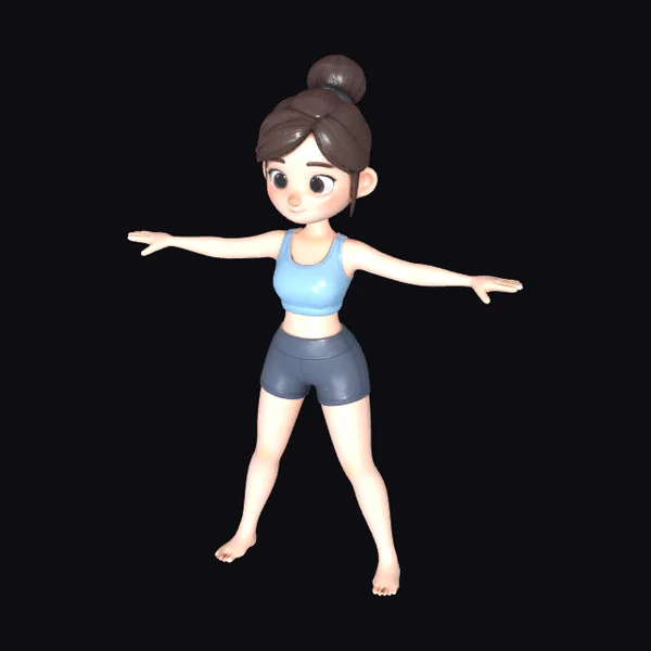 Cartoon Yoga Girl Pose