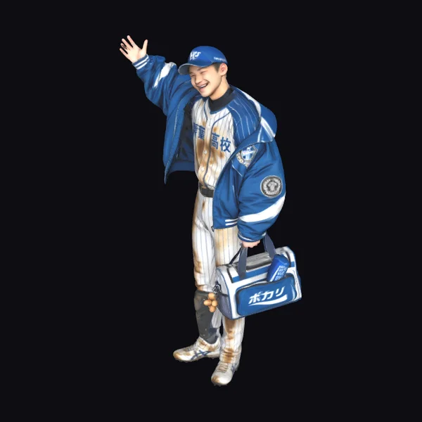 Baseball Player Blue Uniform