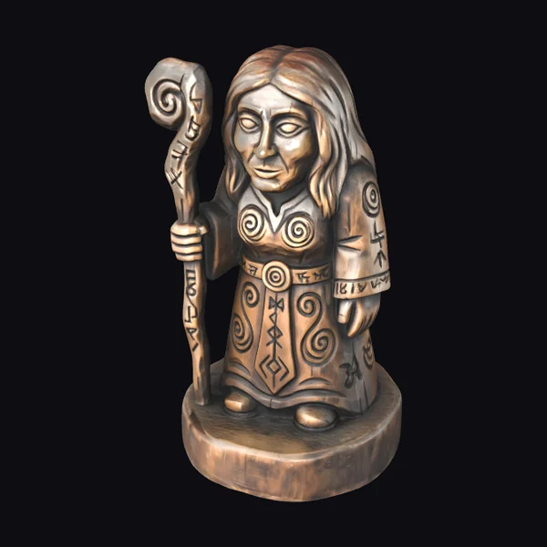 Wooden Carved Sorceress Figure