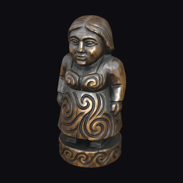 Wooden Female Villager Figurine