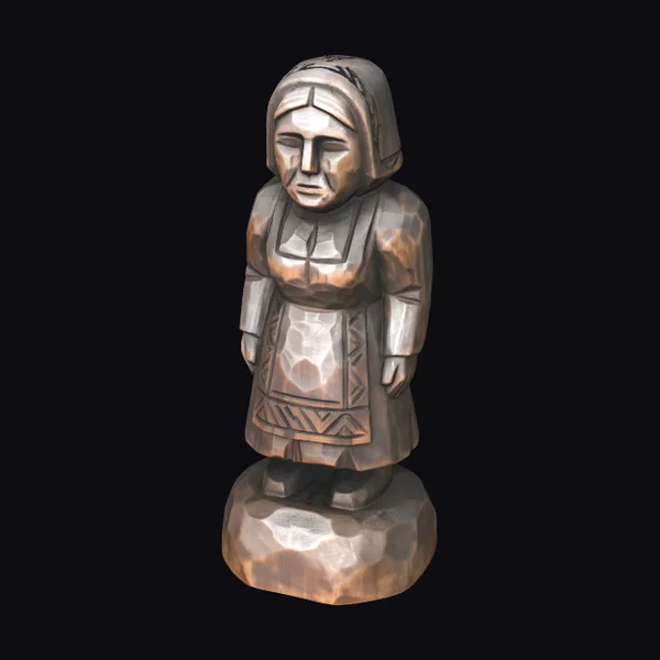 Wooden Female Villager Figurine