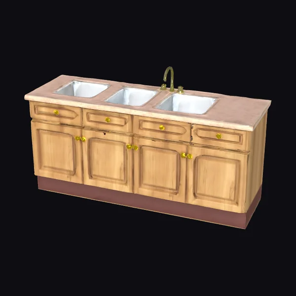 Wooden Triple Kitchen Sink