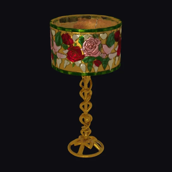 Gold Hearts and Roses Lamp