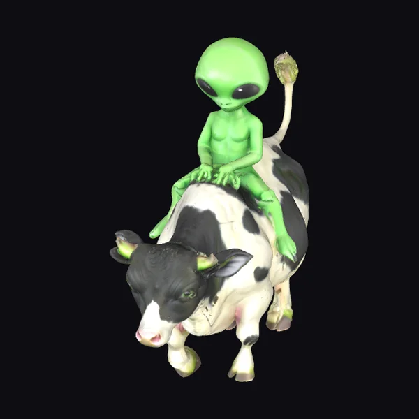 Alien Riding Cow Backwards