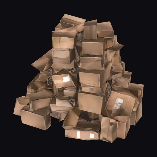Crushed Cardboard Boxes Pile
