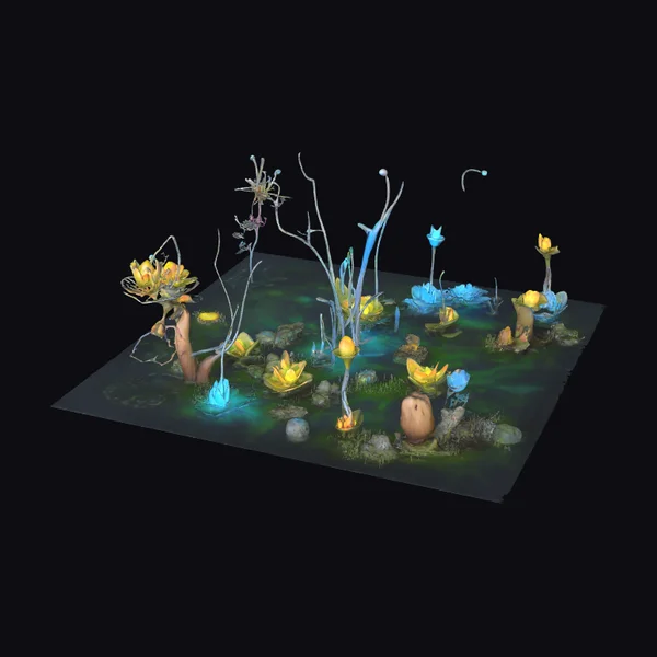 Alien Plant Diorama Scene