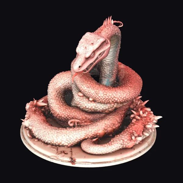 Coiled Pink Snake Sculpture