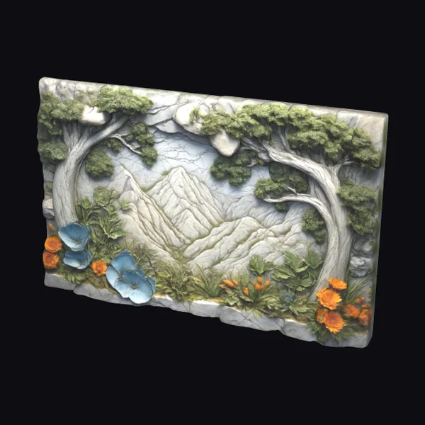 Carved Stone Nature Relief