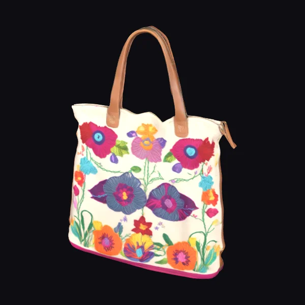 Embroidered Floral Tote Bag