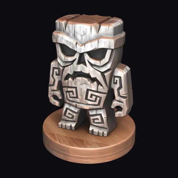Wooden Monster Figurine