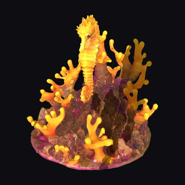 Vibrant Yellow Seahorse