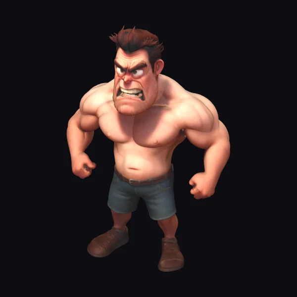 Angry Muscular Cartoon Man