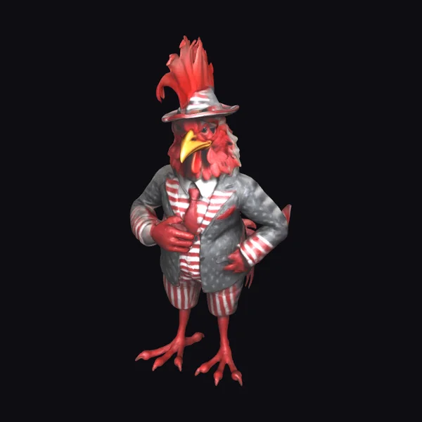 Anthropomorphic Rooster Gangster